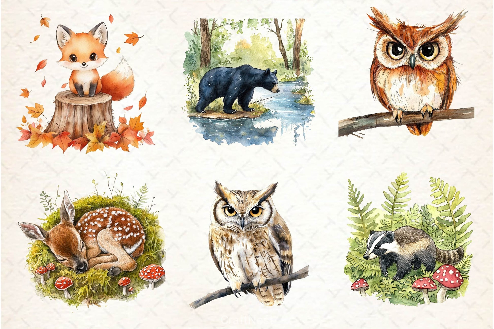 Woodland Forest Animals Clipart Bundle 7 - CraftNest - Digital Crafting and Art