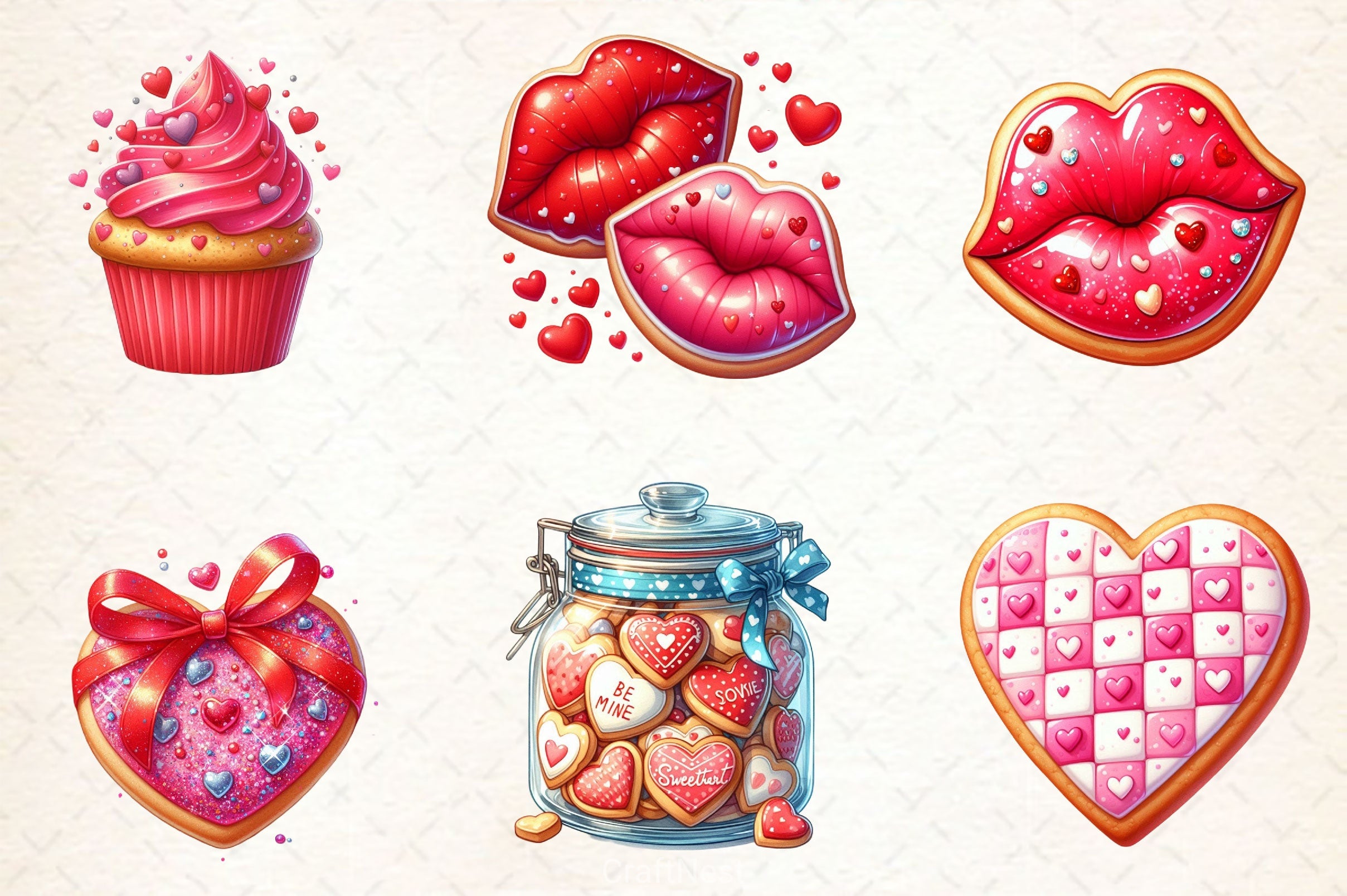 Valentine Cookies Clipart Bundle 2 - CraftNest - Digital Crafting and Art
