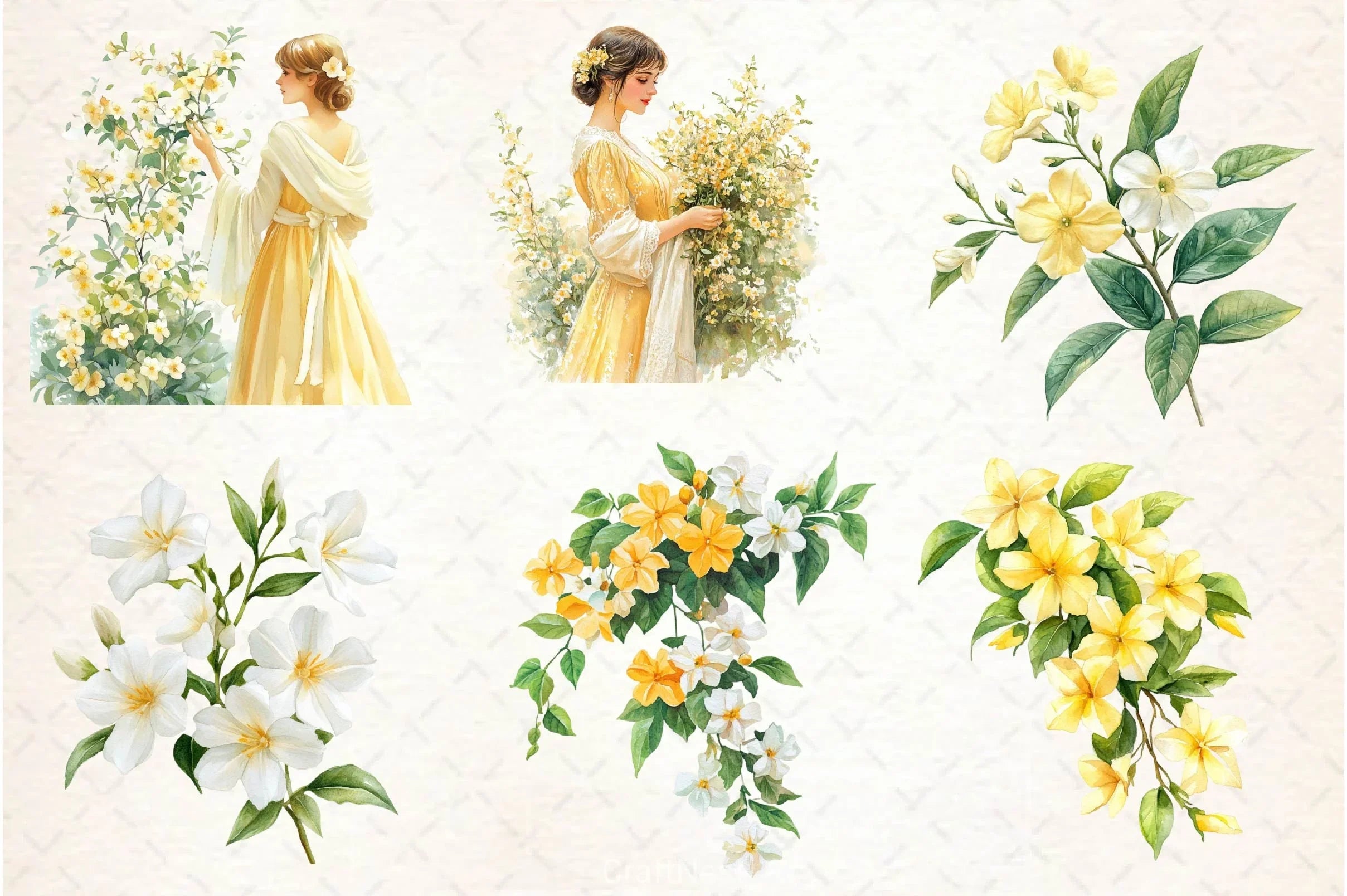 Spring Jasmine Flower Clipart Bundle - CraftNest - Digital Crafting and Art