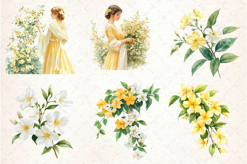 Spring Jasmine Flower Clipart Bundle - CraftNest - Digital Crafting and Art