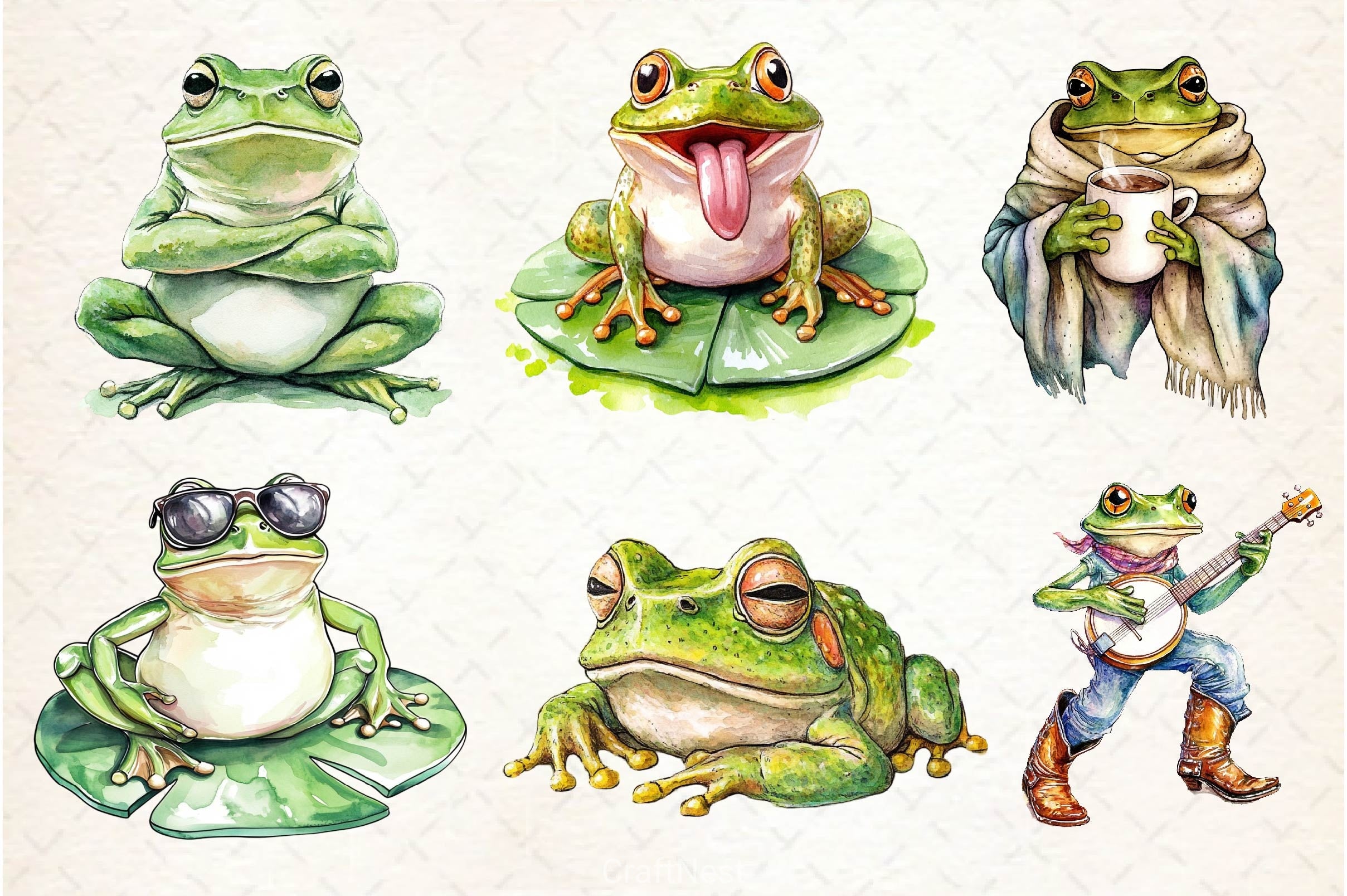 Funny Frog Clipart Bundle 2 - CraftNest - Digital Crafting and Art