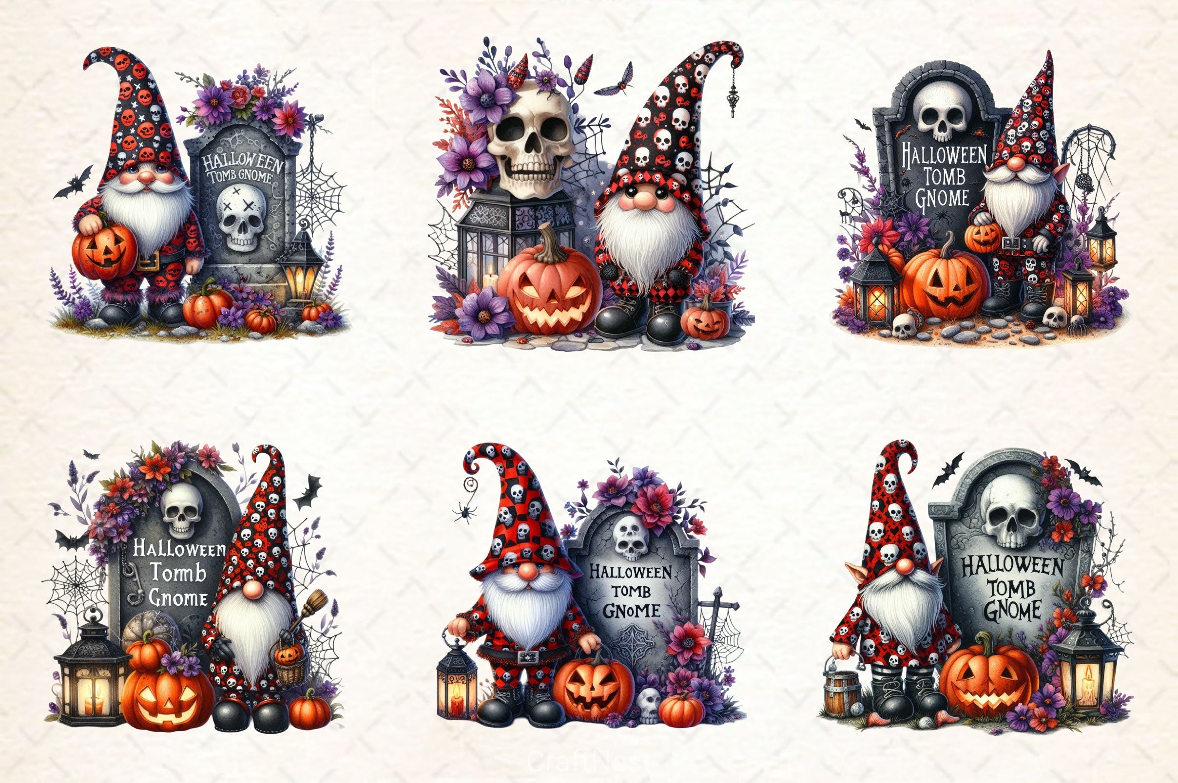 Halloween Gnome With Grave Clipart Bundle - CraftNest - Digital Crafting and Art