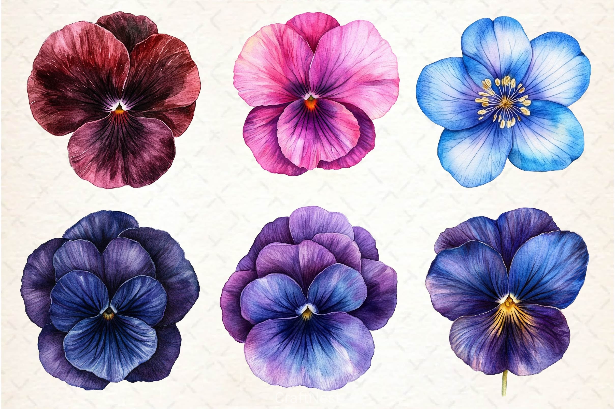 Viola Flower Bloom Clipart Bundle 2 - CraftNest - Digital Crafting and Art