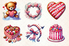 Striped Valentines Cottage Clipart Bundle - CraftNest - Digital Crafting and Art