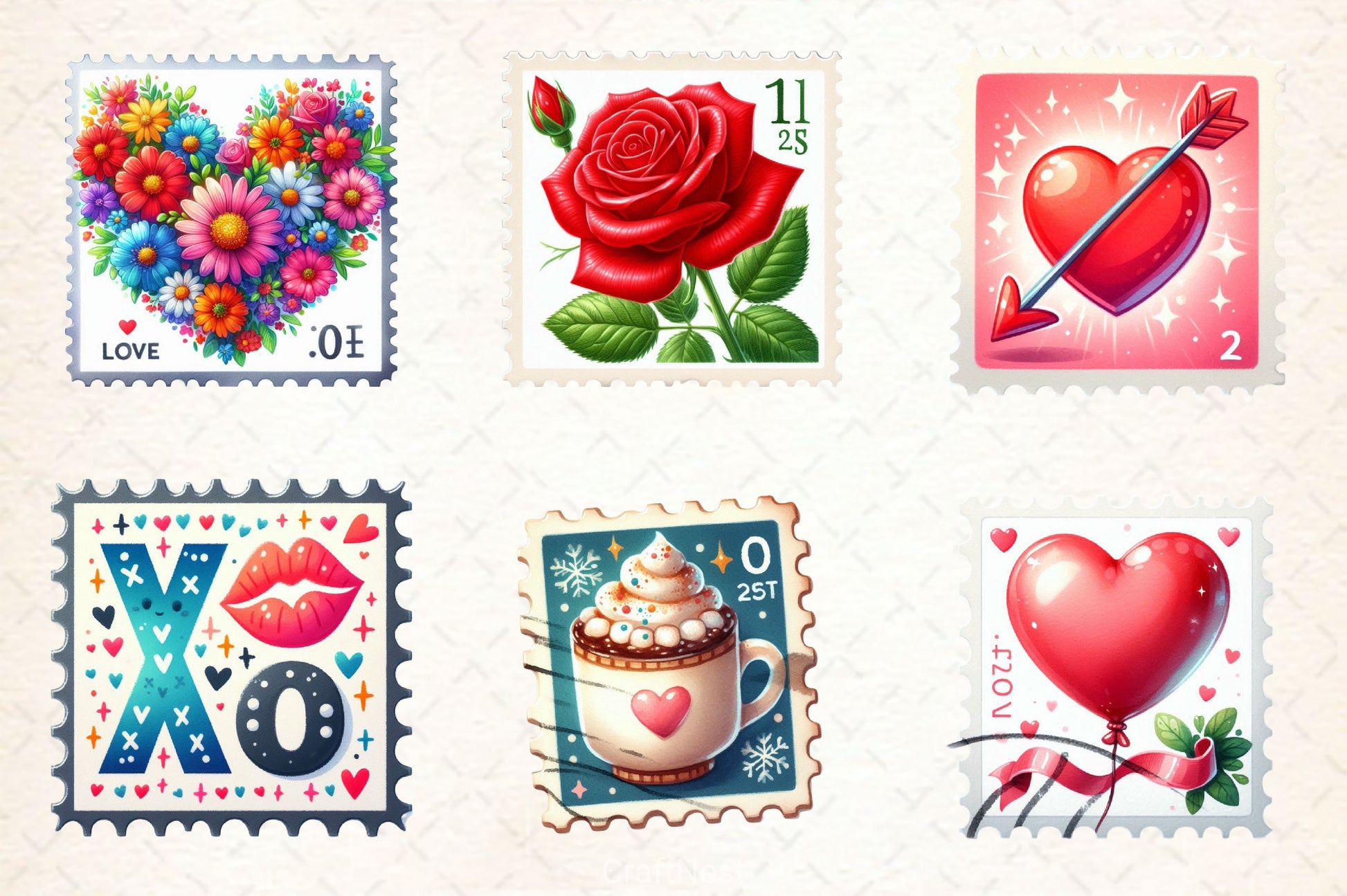 Valentine Stamps Clipart Bundle 2 - CraftNest - Digital Crafting and Art