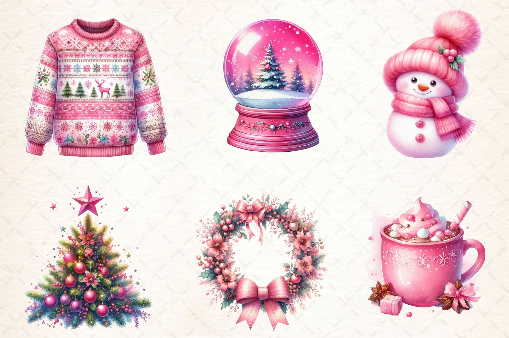 Pink Christmas Clipart Bundle 1 - CraftNest - Digital Crafting and Art