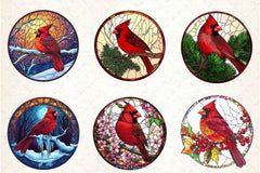 Stained Glass Cardinal Bird Wind Spinner Clipart Bundle - CraftNest - Digital Crafting and Art