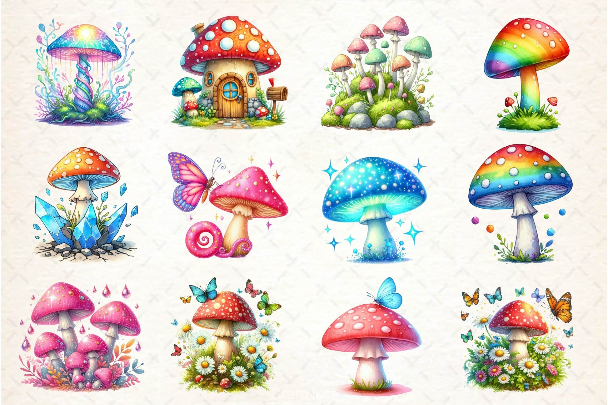 Spring Magical Mushrooms Clipart Bundle 2 - CraftNest - Digital Crafting and Art