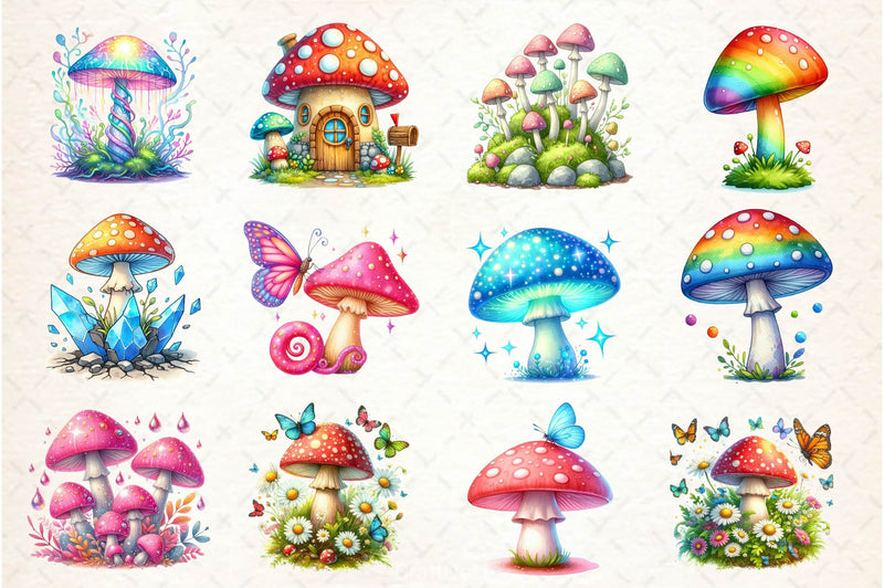 Spring Magical Mushrooms Clipart Bundle 2 - CraftNest - Digital Crafting and Art