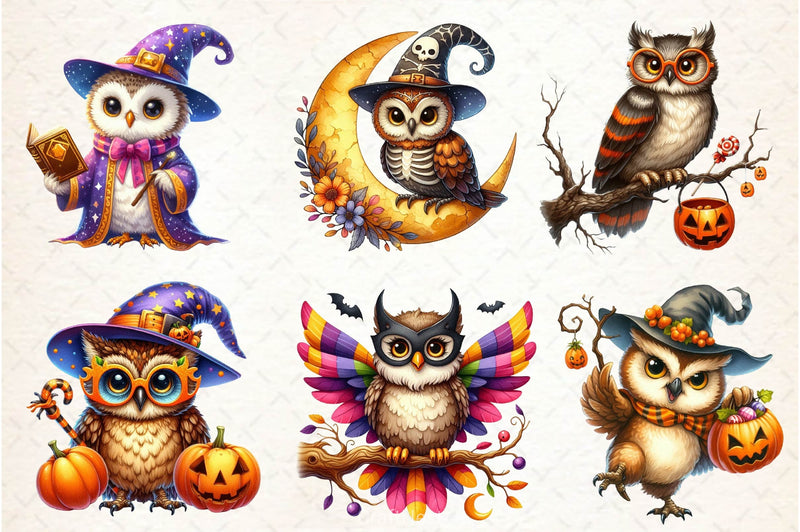 Halloween Owl Clipart Bundle 6 - CraftNest - Digital Crafting and Art