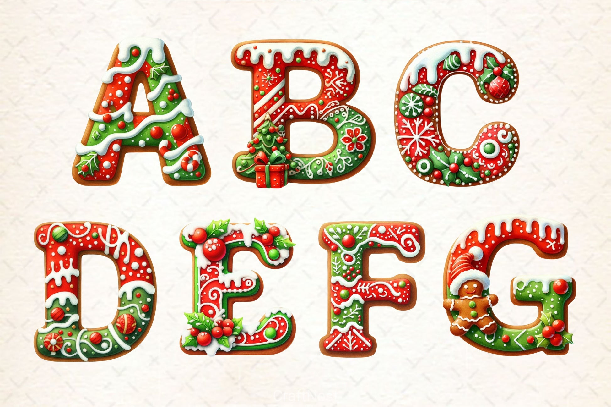 Christmas Gingerbread Alphabet Clipart Bundle - CraftNest - Digital Crafting and Art