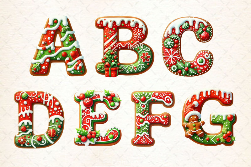 Christmas Gingerbread Alphabet Clipart Bundle - CraftNest - Digital Crafting and Art