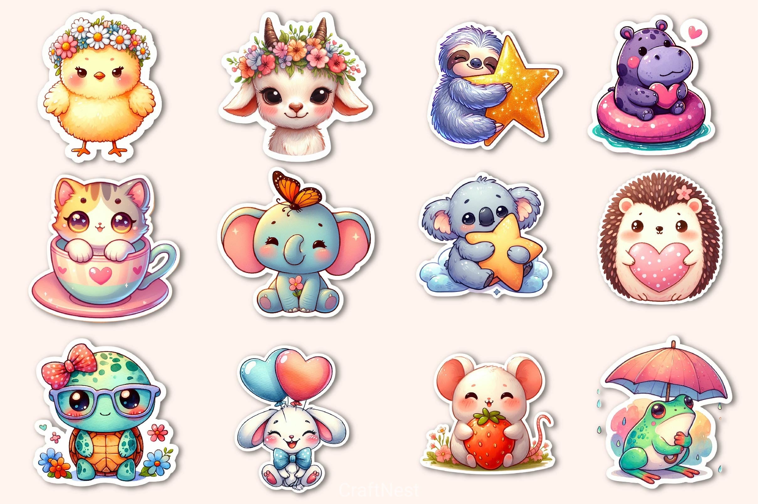 Cute Animals Clipart Bundle 7 - CraftNest - Digital Crafting and Art