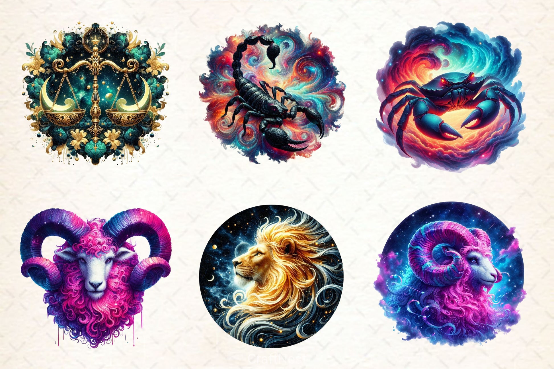 Celestial Zodiac Clipart Bundle 2 - CraftNest - Digital Crafting and Art