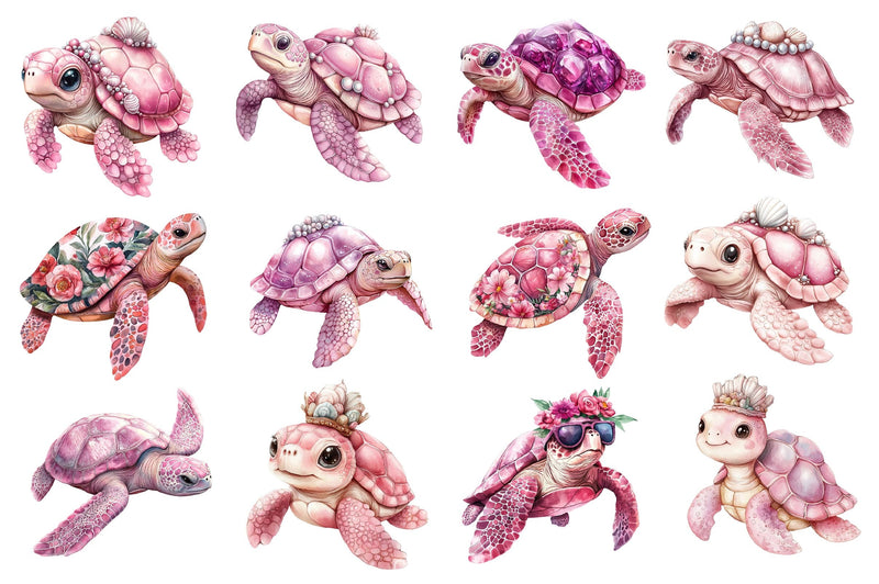 Pink Sea Turtle Clipart Bundle 2 - CraftNest - Digital Crafting and Art