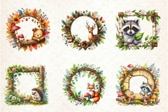 Woodland Forest Animals Frame Clipart Bundle 2 - CraftNest - Digital Crafting and Art