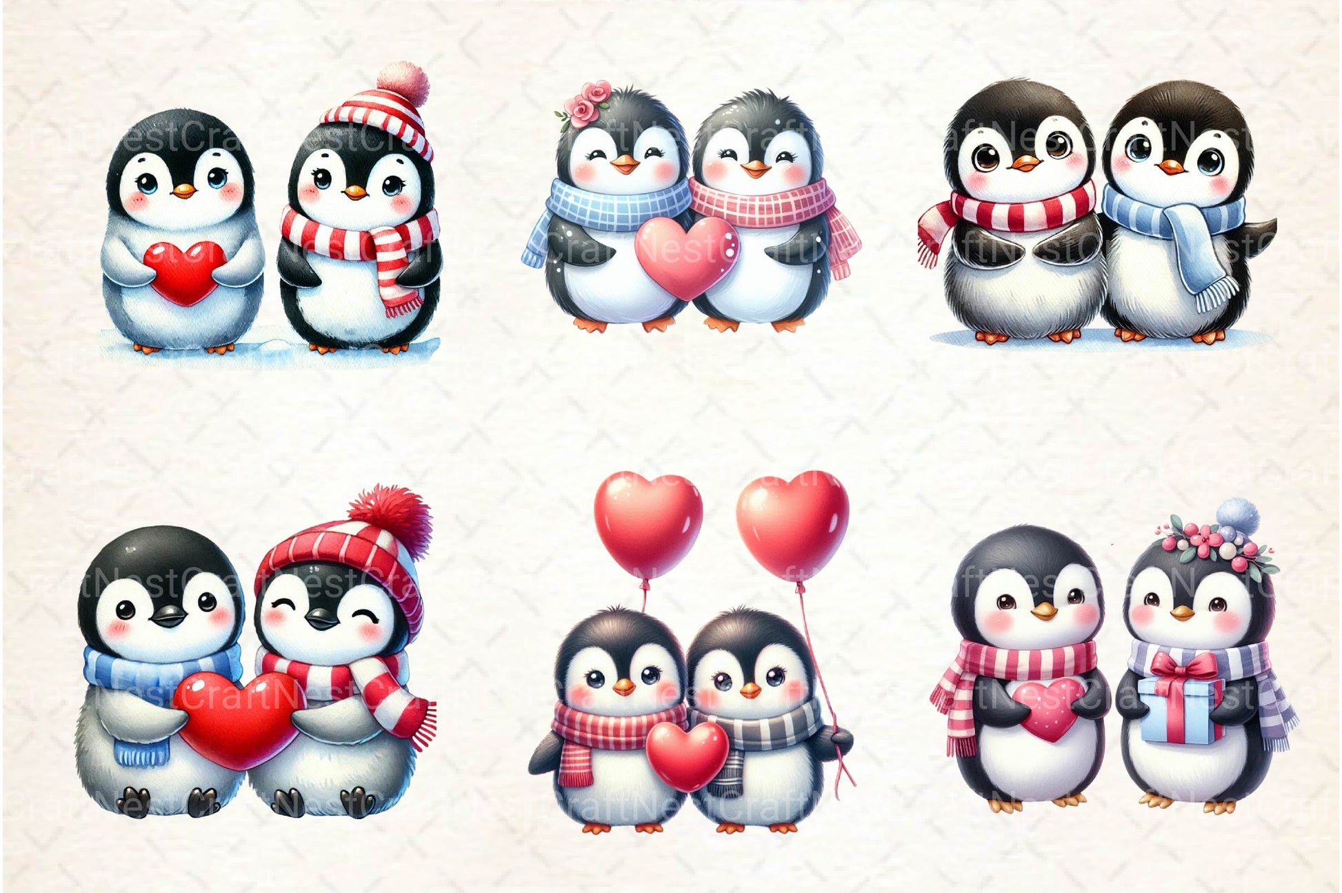 Valentine Couple Penguin Clipart Bundle - CraftNest - Digital Crafting and Art