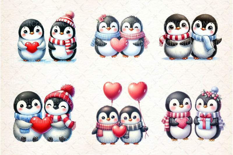 Valentine Couple Penguin Clipart Bundle - CraftNest - Digital Crafting and Art