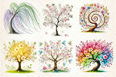 Pastel Spring Trees Clipart Bundle 5 - CraftNest - Digital Crafting and Art