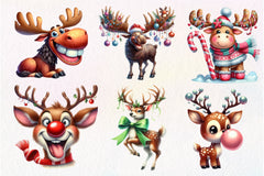 Quirky Reindeer Funny Moose Clipart Bundle - CraftNest - Digital Crafting and Art