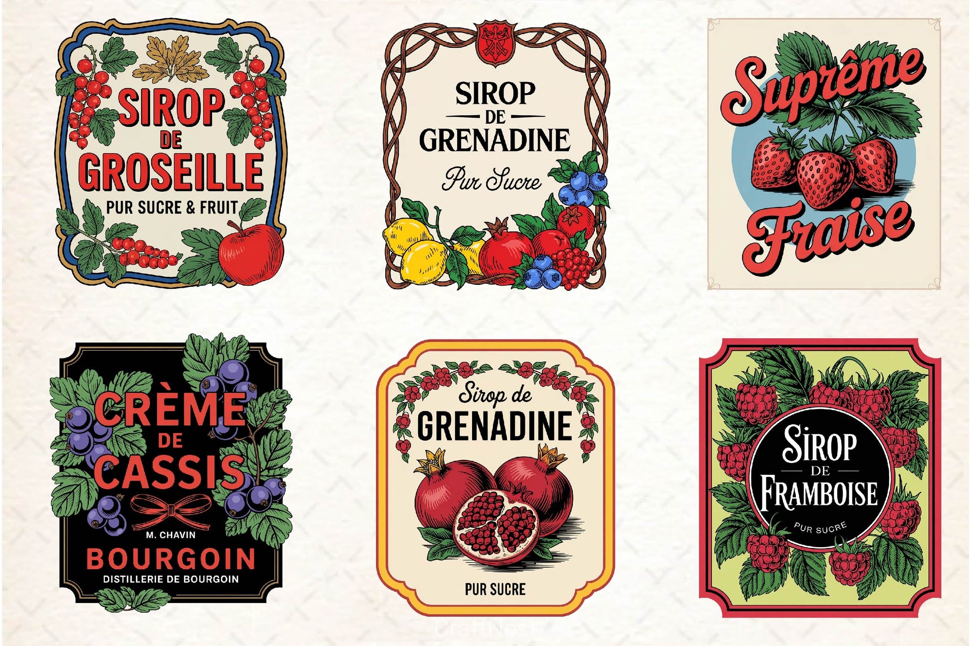 Vintage Food Labels Illustration Clipart Bundle - CraftNest - Digital Crafting and Art