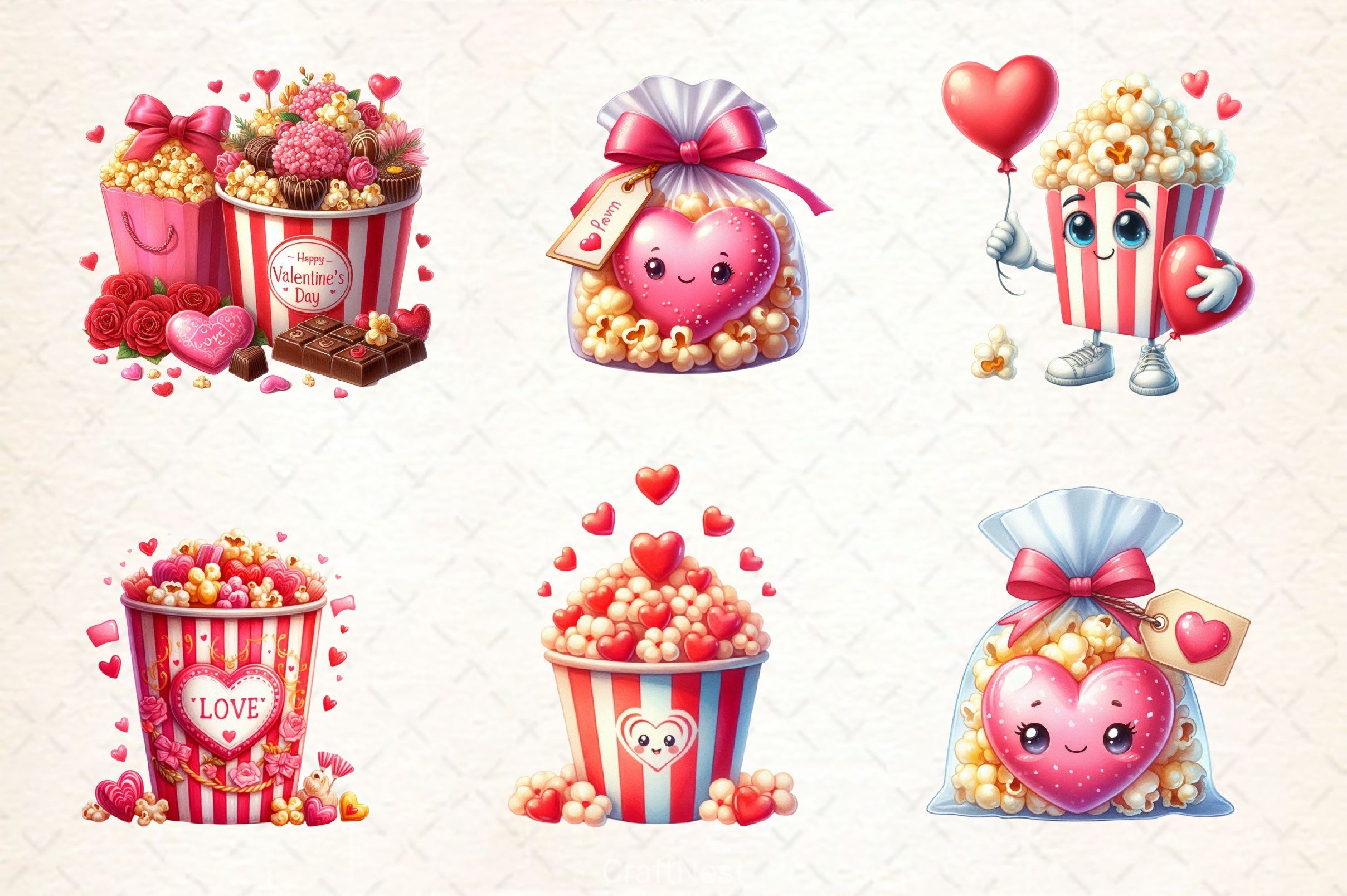 Valentine Popcorn Clipart Bundle 2 - CraftNest - Digital Crafting and Art