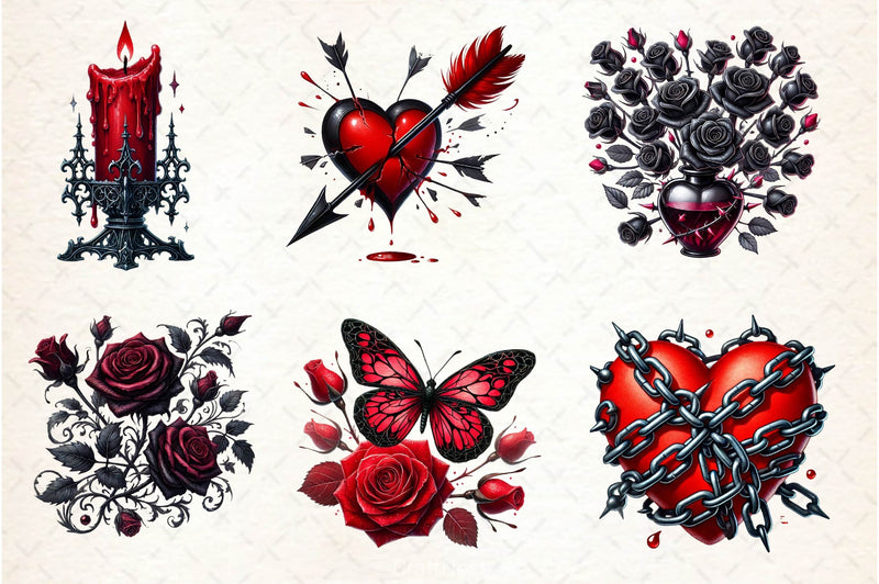 Gothic Valentine Clipart Bundle 4 - CraftNest - Digital Crafting and Art