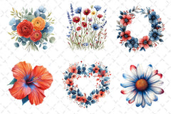 Patriotic Floral Clipart Bundle - CraftNest - Digital Crafting and Art