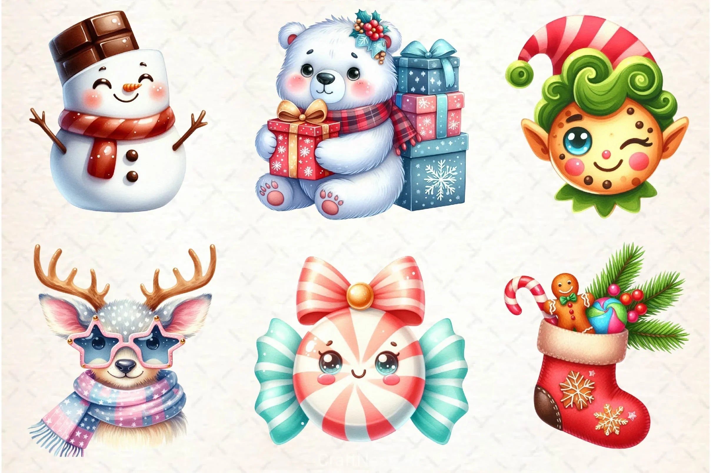 Cute Sweet Christmas Clipart Bundle - CraftNest - Digital Crafting and Art