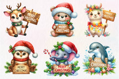 Merry Christmas Animals Clipart Bundle - CraftNest - Digital Crafting and Art