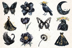 Glitter Luxury Black Spring Clipart Bundle 5 - CraftNest - Digital Crafting and Art