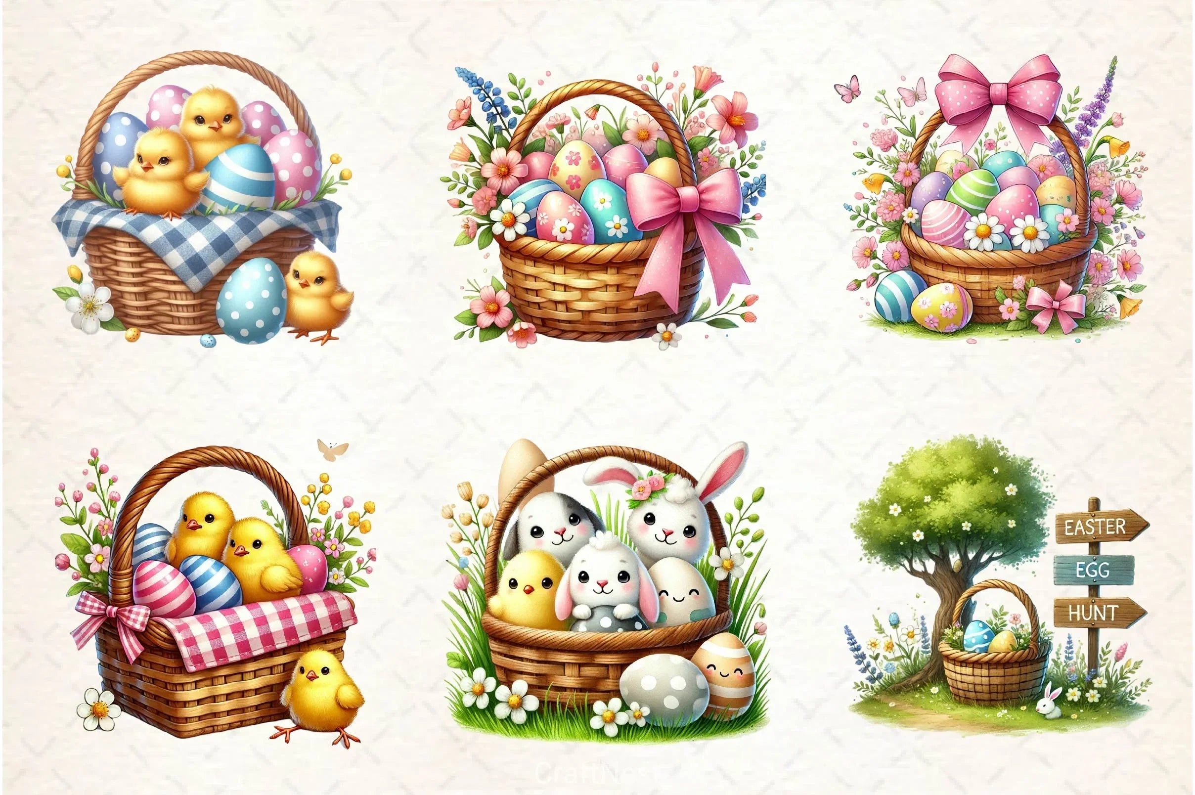 Easter Eggs Basket Clipart Bundle 2 - CraftNest - Digital Crafting and Art