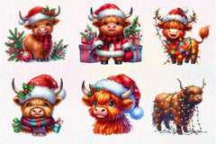 Cute Christmas Highland Cow Clipart Bundle 6 - CraftNest - Digital Crafting and Art