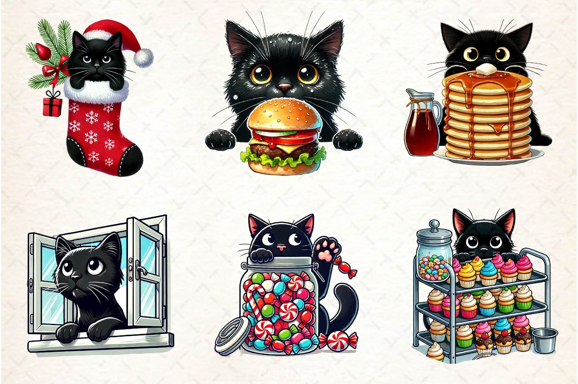 Cute Black Cat Peeking Clipart Bundle 4 - CraftNest - Digital Crafting and Art