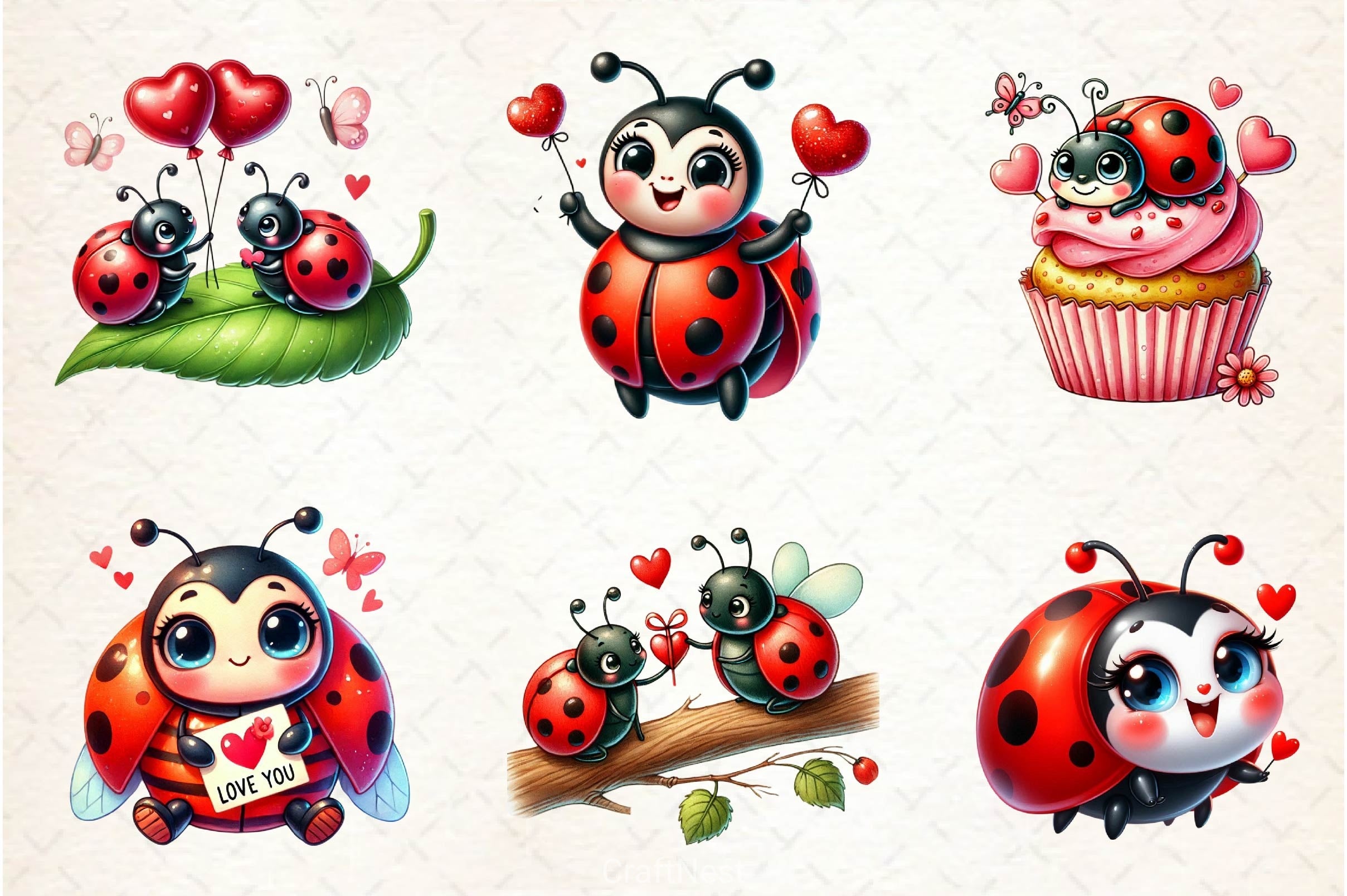 Cute Love Bug Clipart Bundle - CraftNest - Digital Crafting and Art