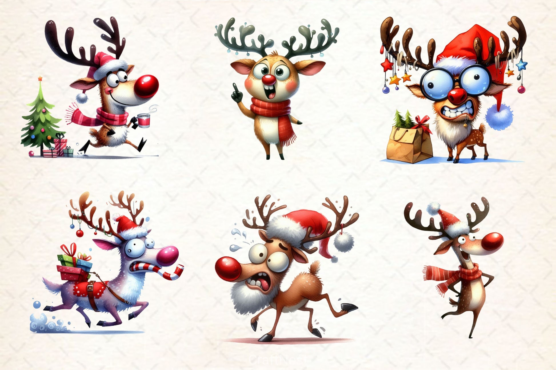 Funny Christmas Deer Clipart Bundle 2 - CraftNest - Digital Crafting and Art