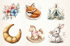 Boho Nursery Baby Clipart Bundle 2 - CraftNest - Digital Crafting and Art
