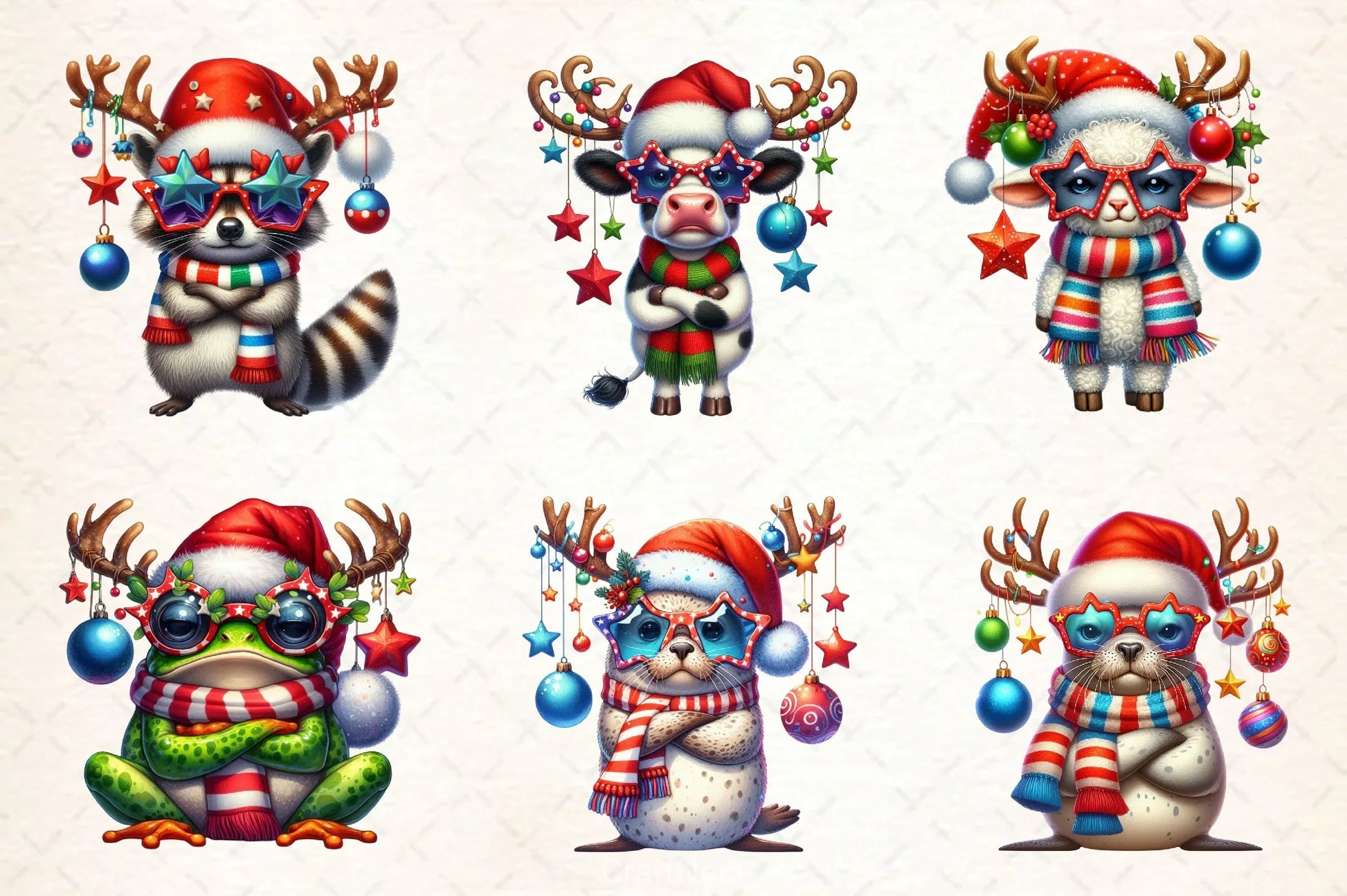 Grumpy Animals Christmas Clipart Bundle - CraftNest - Digital Crafting and Art