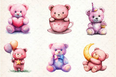 Pink Cute Blush Teddy Bear Clipart Bundle 4 - CraftNest - Digital Crafting and Art