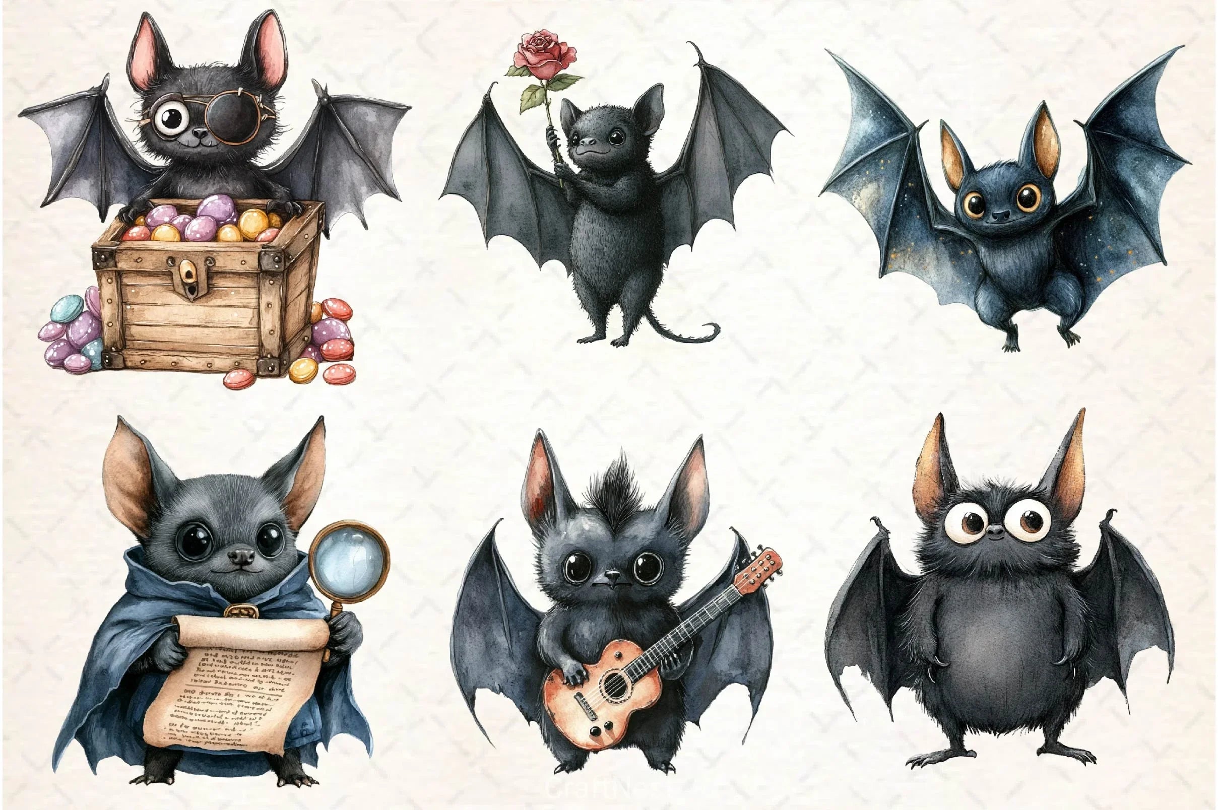 Quirky Halloween Black Bat Clipart Bundle - CraftNest - Digital Crafting and Art