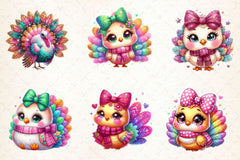 Colorful Coquette Glitter Turkey Clipart Bundle - CraftNest - Digital Crafting and Art