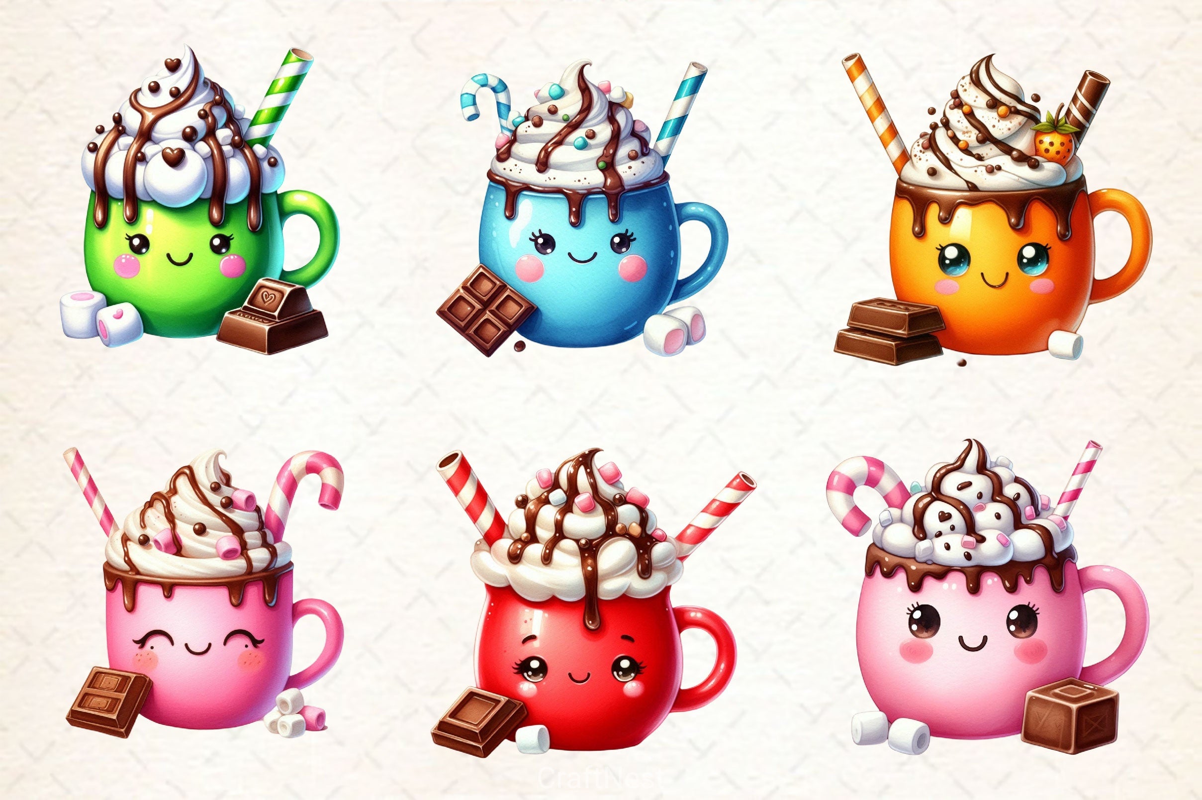 Cute Hot Cocoa Clipart Bundle 2 - CraftNest - Digital Crafting and Art