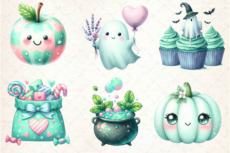 Pastel Mint Halloween Clipart Bundle - CraftNest - Digital Crafting and Art