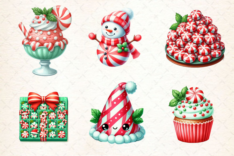 Red & Green Christmas Peppermint Candy Clipart Bundle - CraftNest - Digital Crafting and Art