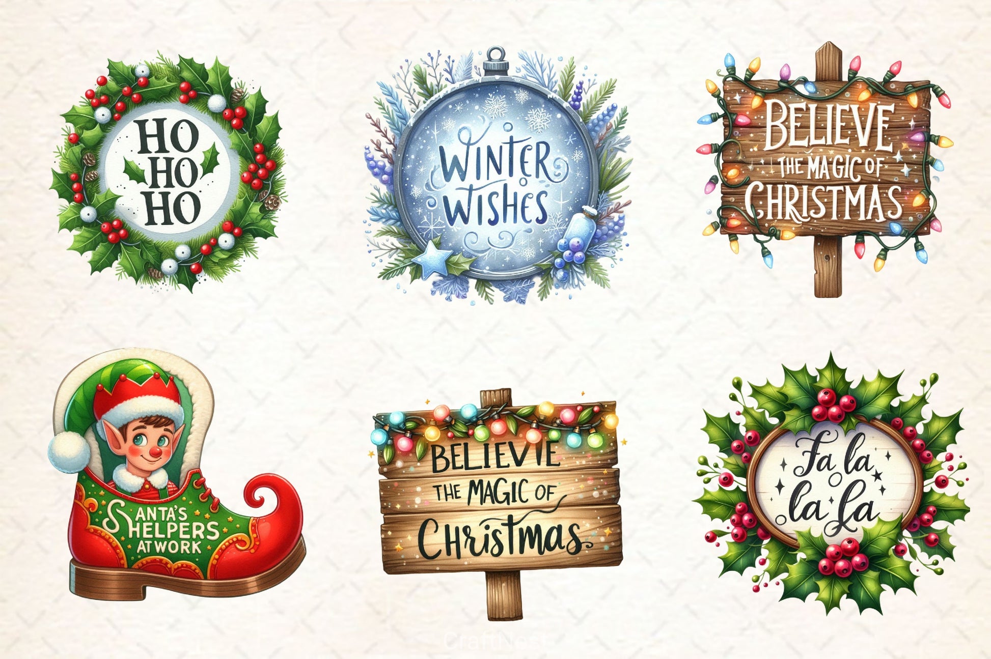 Cute Christmas Signs Clipart Bundle 2 - CraftNest - Digital Crafting and Art