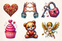 Glittery Valentine Clipart Bundle 3 - CraftNest - Digital Crafting and Art
