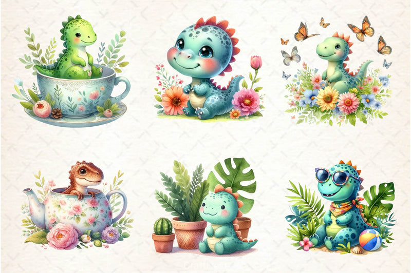 Cute Dinosaur Clipart Bundle 3 - CraftNest - Digital Crafting and Art