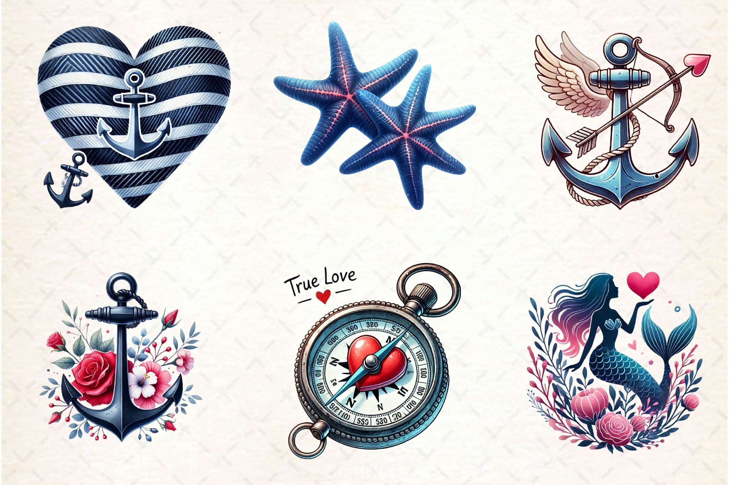 Navy Valentine Clipart Bundle - CraftNest - Digital Crafting and Art