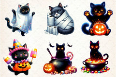 Halloween Black Cat Clipart Bundle 6 - CraftNest - Digital Crafting and Art