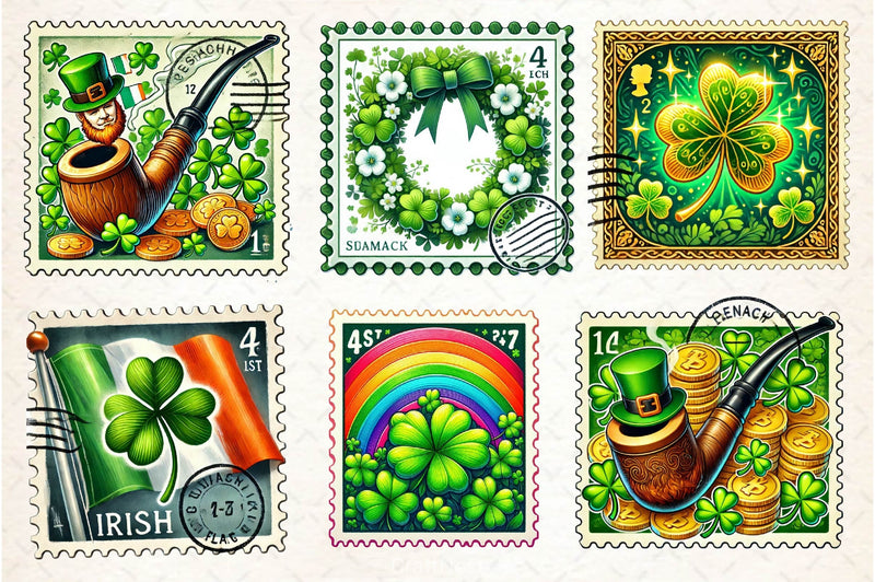 St Patrick's Day Postage Stamp Clipart Bundle - CraftNest - Digital Crafting and Art